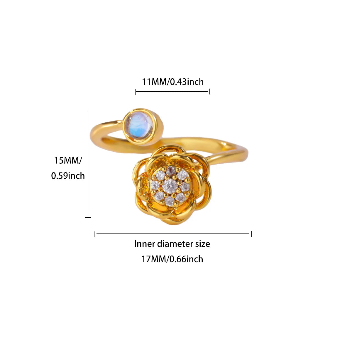 Anti Stress Anxiety Fidget Rings for Women Stainless Steel Sunflower Sun Star Spinner Ring Christmas Jewelry Gifts Dropshipping