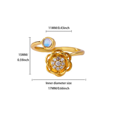 Anti Stress Anxiety Fidget Rings for Women Stainless Steel Sunflower Sun Star Spinner Ring Christmas Jewelry Gifts Dropshipping