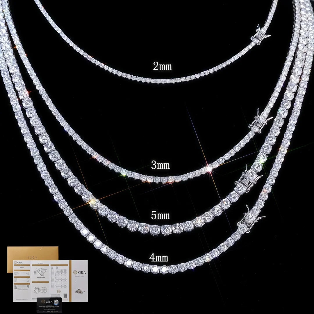 100% D VVS1 Moissanite Tennis Necklace 925 Sterling Silver Necklaces Shining for Women Man Wedding Jewelry Gift Fast Shipping