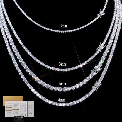 100% D VVS1 Moissanite Tennis Necklace 925 Sterling Silver Necklaces Shining for Women Man Wedding Jewelry Gift Fast Shipping