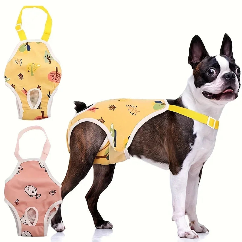 Adjustable French Bulldog Pet Shoulder Strap Physiological Pants Washable Female Dog Underwear Safety Trousers Mascotas Shorts