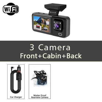 WIFI 3 Camera Dash Cam Cabin Car Dvr 1080P Interior Vehicle Three Way Channel Dvrs Recorder Video Registrator Dashcam Camcord