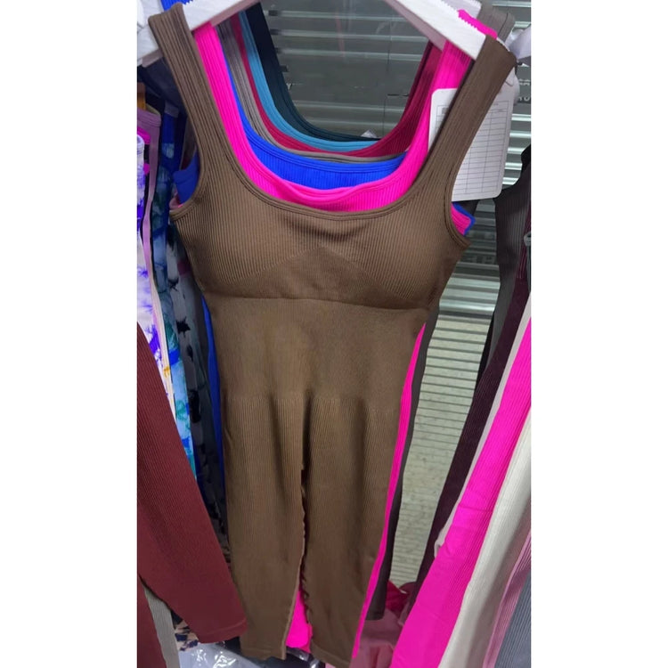 HLJ&GG High Stretchy Ribber Bodycon One Piece Jumpsuits Women Sleeveless Slim Playsuits Casual Quality Sporty Leggings Overalls