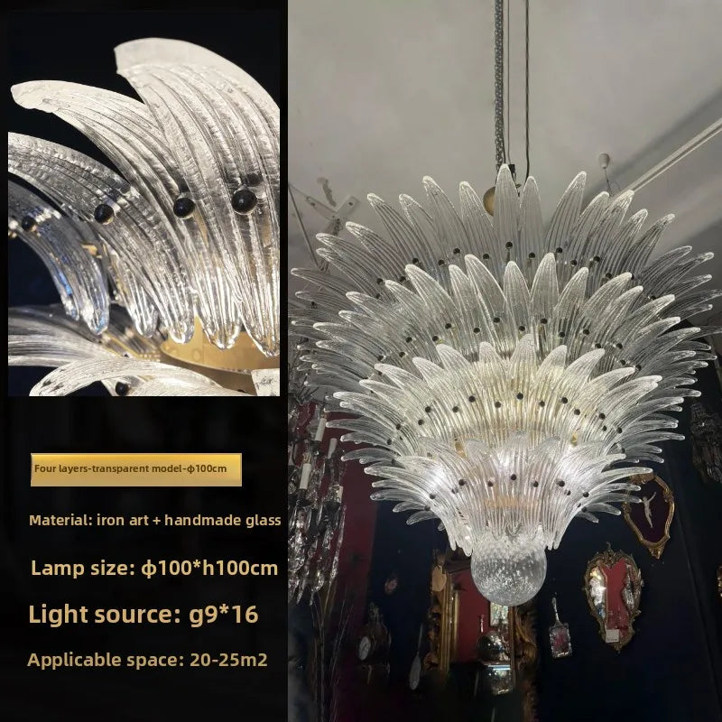 Modern Vintage French Glass Living Room Chandelier Designer Bedroom Mid-Century Style Duplex-Style Dining RoomLarge Villa Lights