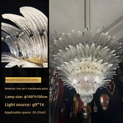 Modern Vintage French Glass Living Room Chandelier Designer Bedroom Mid-Century Style Duplex-Style Dining RoomLarge Villa Lights