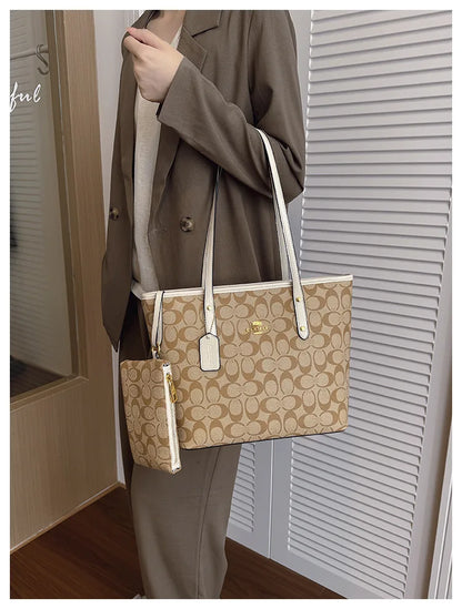 European and American Fashion Printed Large Capacity Women's Bag 2026 New Trendy Retro Luxury Single Shoulder Tote Bag