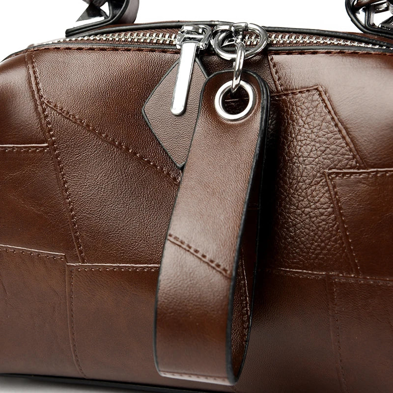 New Fashion Crossbody Bags Women's Genuine Leather Bag Simple Tote Bag Vintage Boston Handbag Luxury Design Female Shoulder Bags