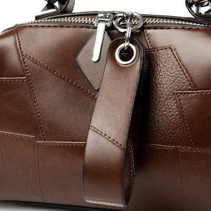 New Fashion Crossbody Bags Women's Genuine Leather Bag Simple Tote Bag Vintage Boston Handbag Luxury Design Female Shoulder Bags