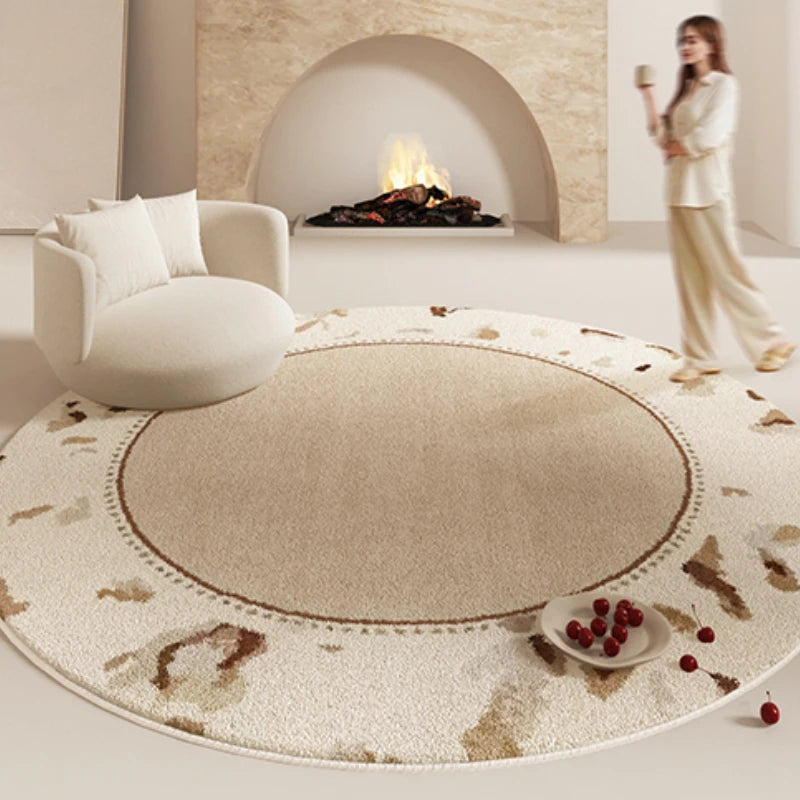 Cream Style Bedroom Decor Carpet Large Area Round Carpets for Living Room Home Thicken Washable Floor Mat Fluffy Soft Lounge Rug