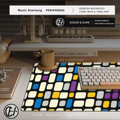 HYBXAXC Mid Century Mouse Pad Retro Tile Pattern XL Mouse Pad Modern Workspace Cute HD Desk Extended Gaming Keyboard Mats Gamer