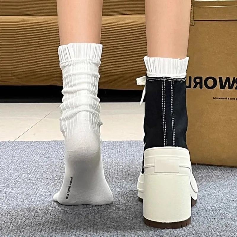 Women Platform Sneakers Luxury Brand Women Boots Fashion Outdoor Skateboard Shoes Women High Top Canvas Sneaker Plus Size 36-42