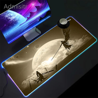 RGB Gaming Mousepad Space Mouse Mats LED Large Gamer Mousepads Keyboard Pads Luminous Desk Mat Final Fantasy Mouse Pad Backlit