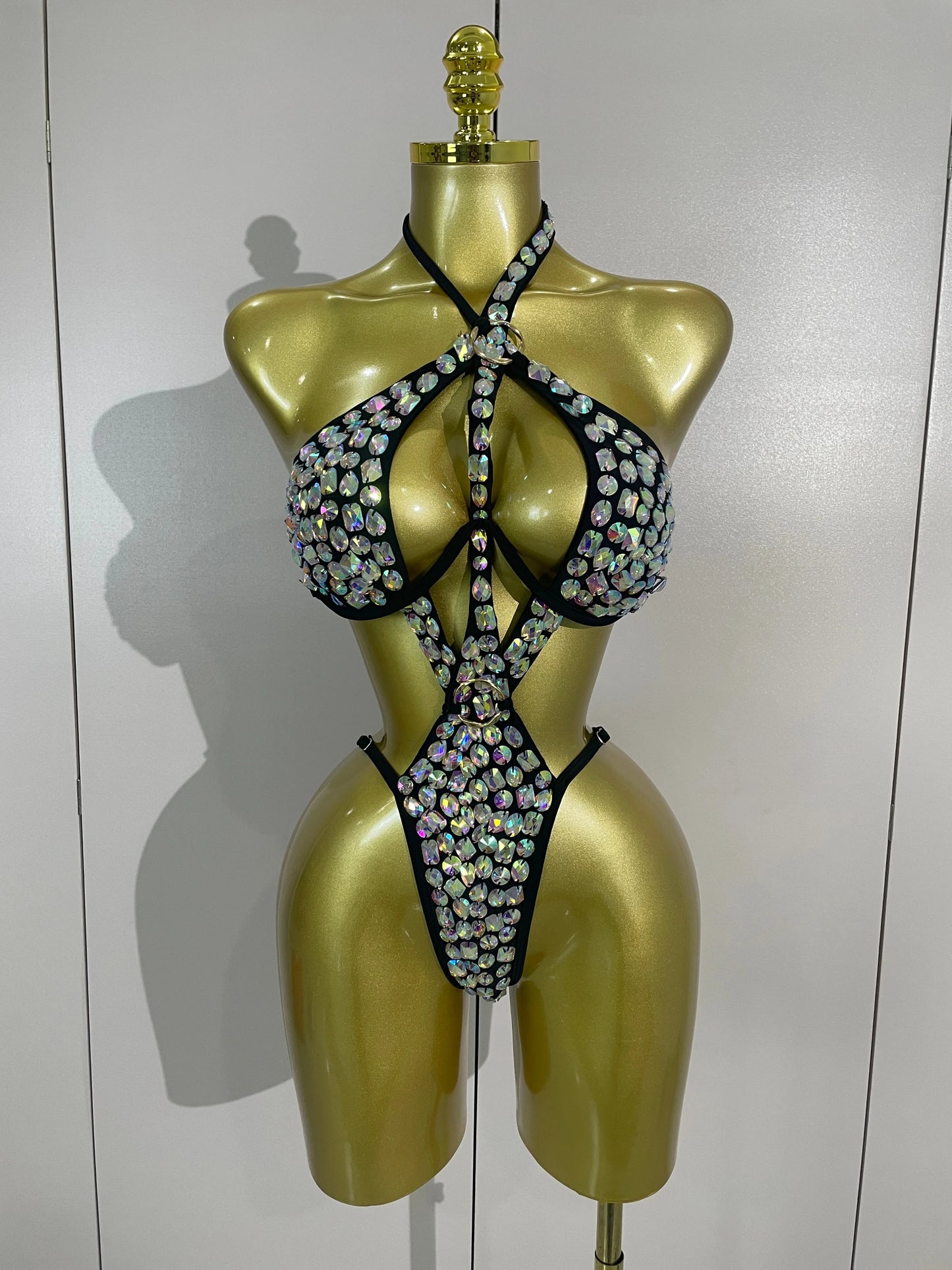 Sexy Sparkly Diamonds Swimsuit Bar Bikini 2026 Fashion Women Crystal Handmade One-piece Bodysuit Swimsuit Stage Photoshoot Wear