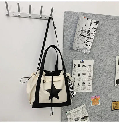 Women New Crossbody Bag Wholesale Large Capacity Couple Shoulder Bag New Casual Nylon Tote Bag Luxury Drawstring Handbag 2025