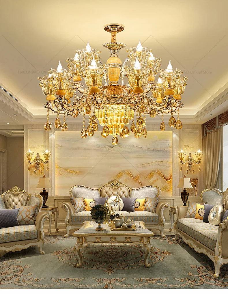 Postmodern Chandelier Living Room Lights European Dining Room Bedroom Home Master Luxury Atmospheric Lamps Villa Crystal Lamps