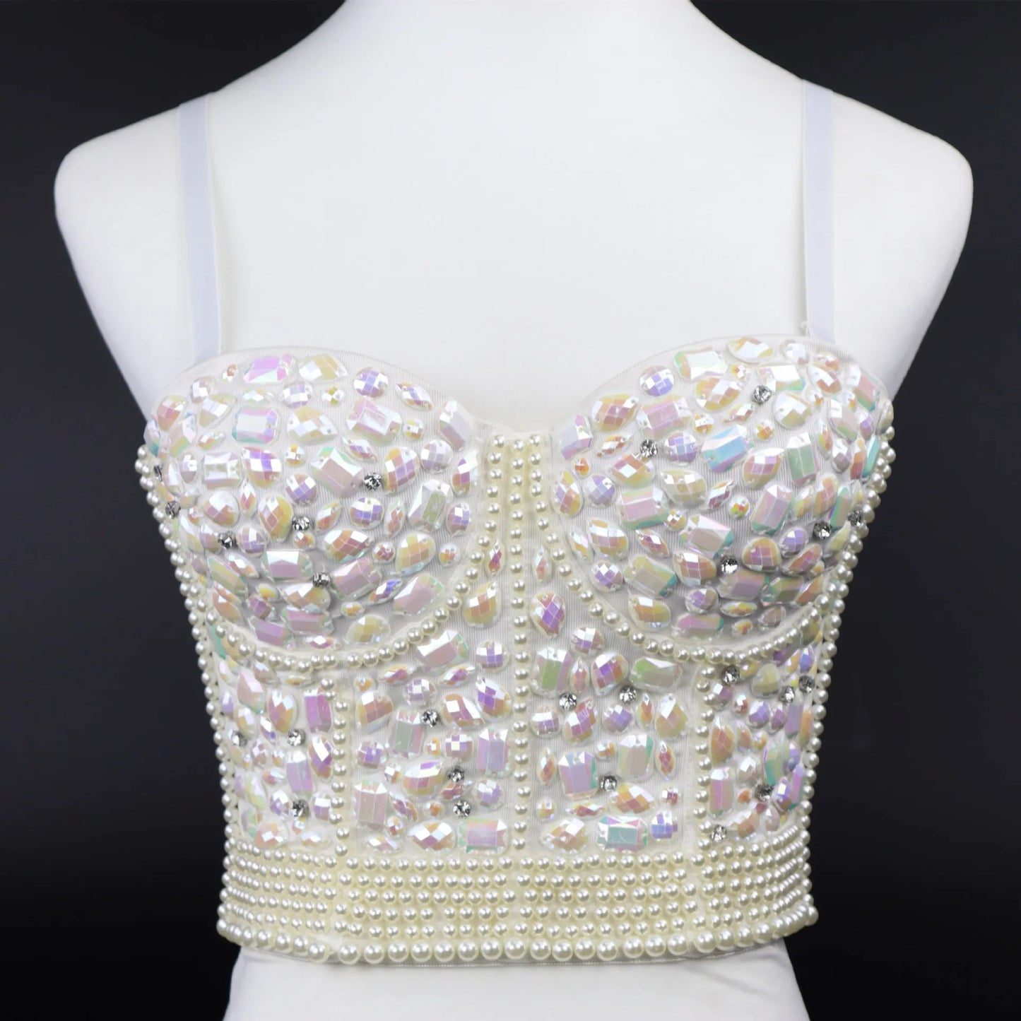 Quality Pearl Tank Tops Rhinestone Women Crop Top Club Clothes Streetwear Y2K Corset Woman Shaper Camis Fashion Feamale Clothing