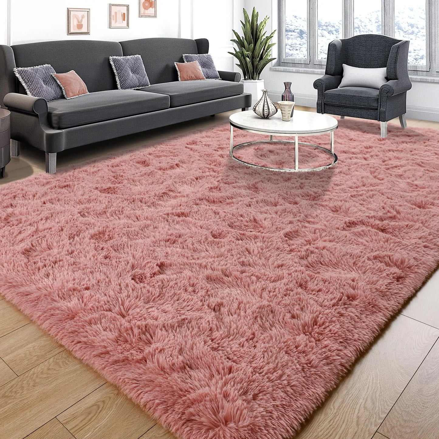 1pc Soft Long-hair Plush Carpet Rug Non-Slip Plush Fluffy Soft Furry Bedside Carpet Drum Carpet Holiday Suitable for Dormitory Home Decoration Pet-Friendly Bedroom Living Room Carpet Home Decoration Room Decoration