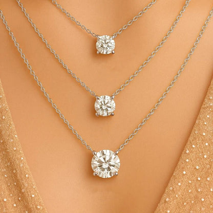 Rrjzz 0.5-5CT Moissanite Pendant Necklace for Women Solitaire D Color Round Cut Lab Imitation Diamond GRA Certified Necklaces