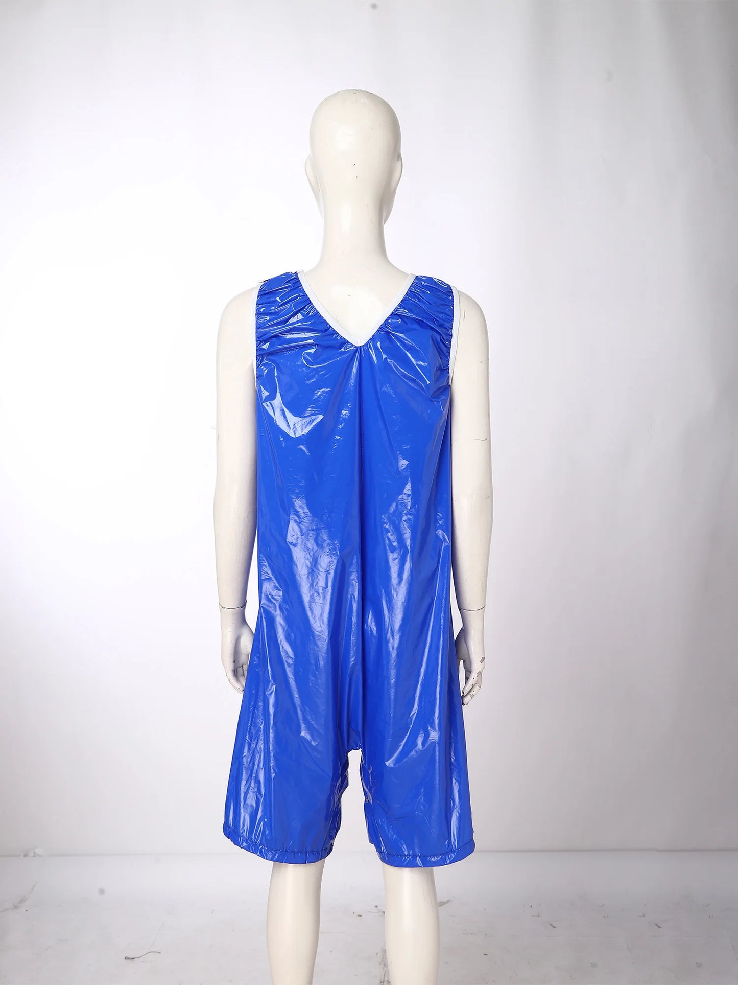 Womens Waterproof Rompers Adaptive Nightwear Glossy Sleeveless Buttons Crotch Bodysuit Sports Swimwear Special Needs Clothing