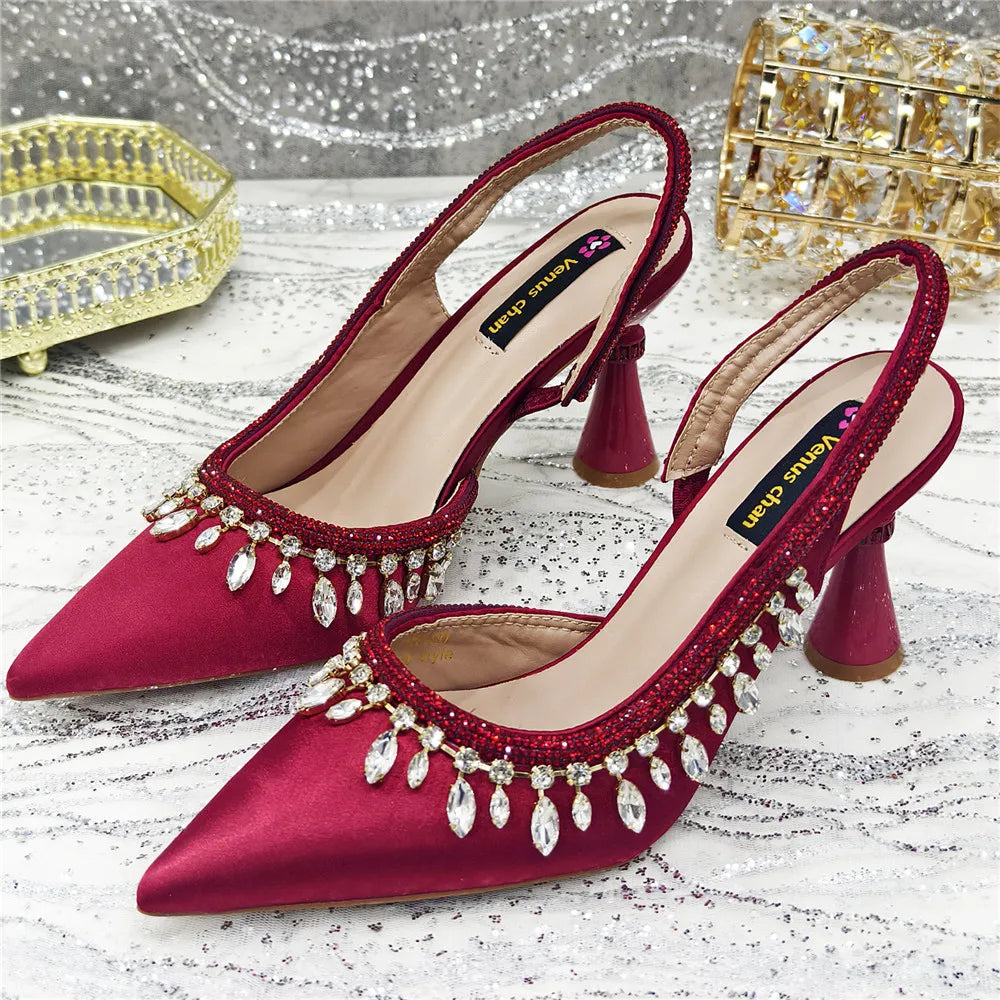 Designer Shoes Women's Luxury 2026 Elegant Crystal Women's Shoes Italian Women's Wedding Rhinestone Nigeria Party Wedding Pump