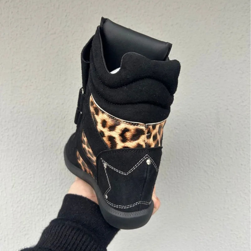 New Women Shoes Luxury Genuine Leather Ankle Boots for Woman Fashion Leopard Print Sports Casual Shoe Designer Shoes Botas Mujer