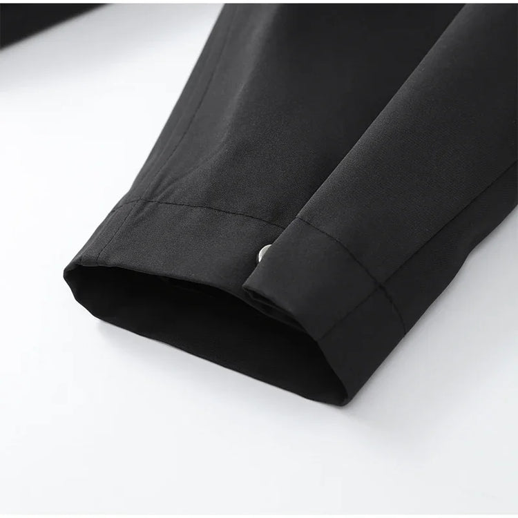 Black Stand Collar Trench Coat Women Casual Long Sleeve Single-breasted Loose Windbreaker 2026 Lady Autumn High Street Outwear