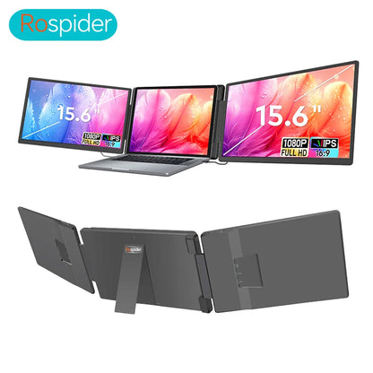 Rospider 15.6 Inch Dual Screen Extender Display FHD IPS Triple Expandable Monitor High Definition for Laptop Productivity