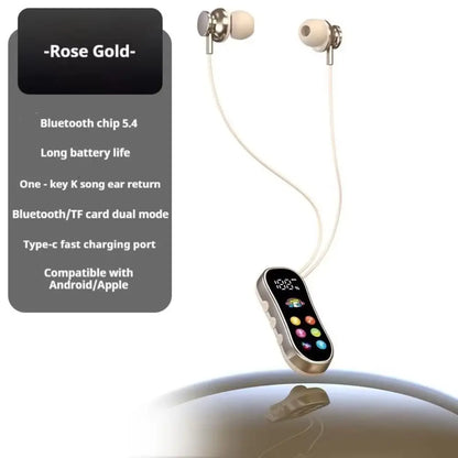 Ultra Long Battery Life Lavalier Bluetooth Earphones Card Insertion LED Screen Bluetooth Headset Variable Sound HD Calling