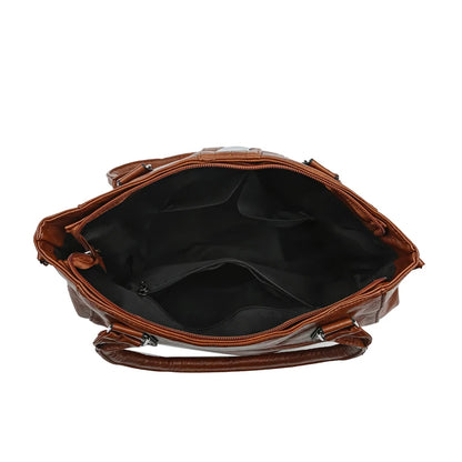 New Soft Leather Handbag For Women Vintage Shoulder Tote Bag Luxury Designer Ladies Large Capacity Purse Commute Bags Sac A Main
