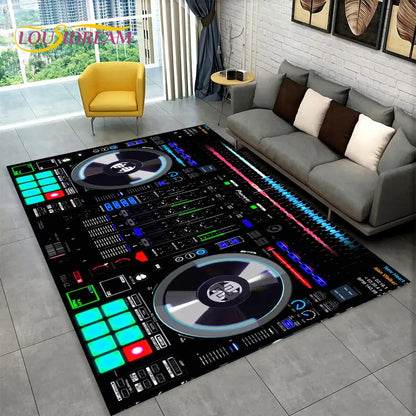 3D DJ Music Screen Keyboard Area Rug,Carpet Rug for Living Room Bedroom Sofa Doormat Hallway Decor,Sport Yoga Non-slip Floor Mat