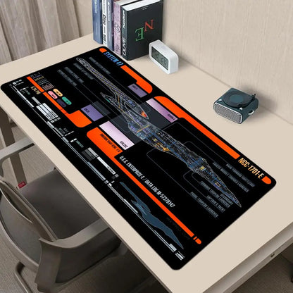 Spaceship Blueprints Mouse Pad Large Computer Office Game Table Mat Rubber Anti-slip Stitched Keyboard Mats 90x40 XXL Desk Pads