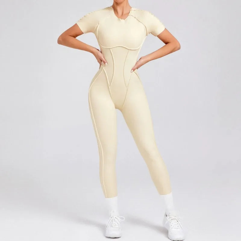 Yoga Sports Fitness Jumpsuits Sets Pants Women's Hip-lifting One-piece Open Back Long-sleeved Outdoors Workout Gym Yoga Bodysuit