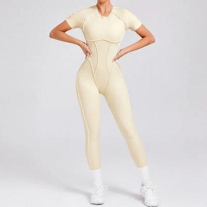 Yoga Sports Fitness Jumpsuits Sets Pants Women's Hip-lifting One-piece Open Back Long-sleeved Outdoors Workout Gym Yoga Bodysuit