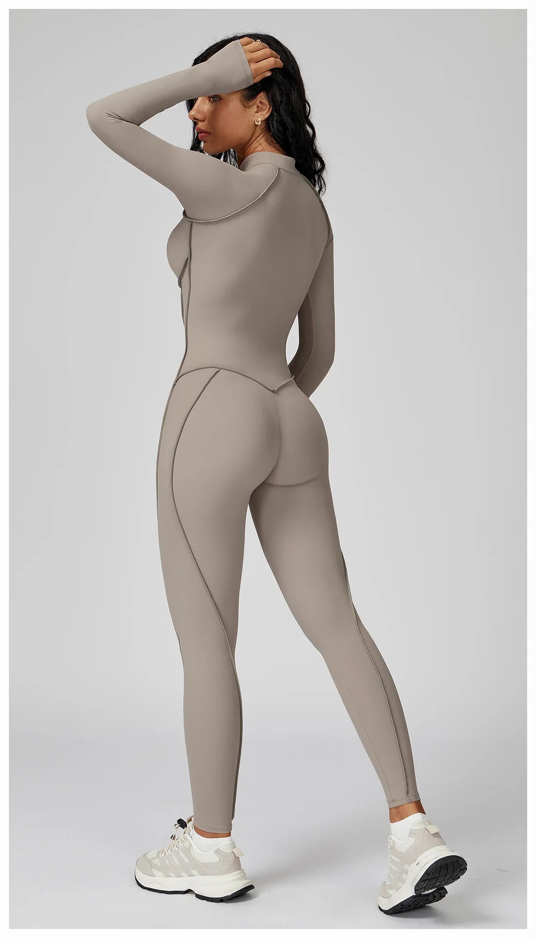Sexy Rompers Workout Zipper Jumpsuit Long Sleeves Sports Bodysuits Women Gym Running Fitness Suits Gym Tracksuit Sportswear