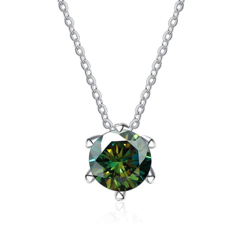 JoyceJelly 1CT VVS D Moissanite Necklace For Women Six Prong Simulated Diamond Pendant 925 Sterling Silver Wedding Fine Jewelry