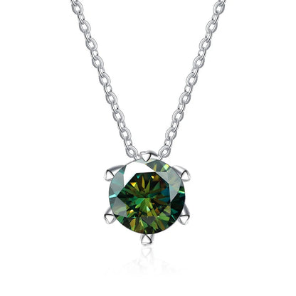 JoyceJelly 1CT VVS D Moissanite Necklace For Women Six Prong Simulated Diamond Pendant 925 Sterling Silver Wedding Fine Jewelry
