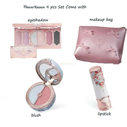 Flowerknows Makeup Set Gift Kit Shimmer Full Box Blush Long Lasting Velvet Lip Cream with Bag Kit De Maquiagem