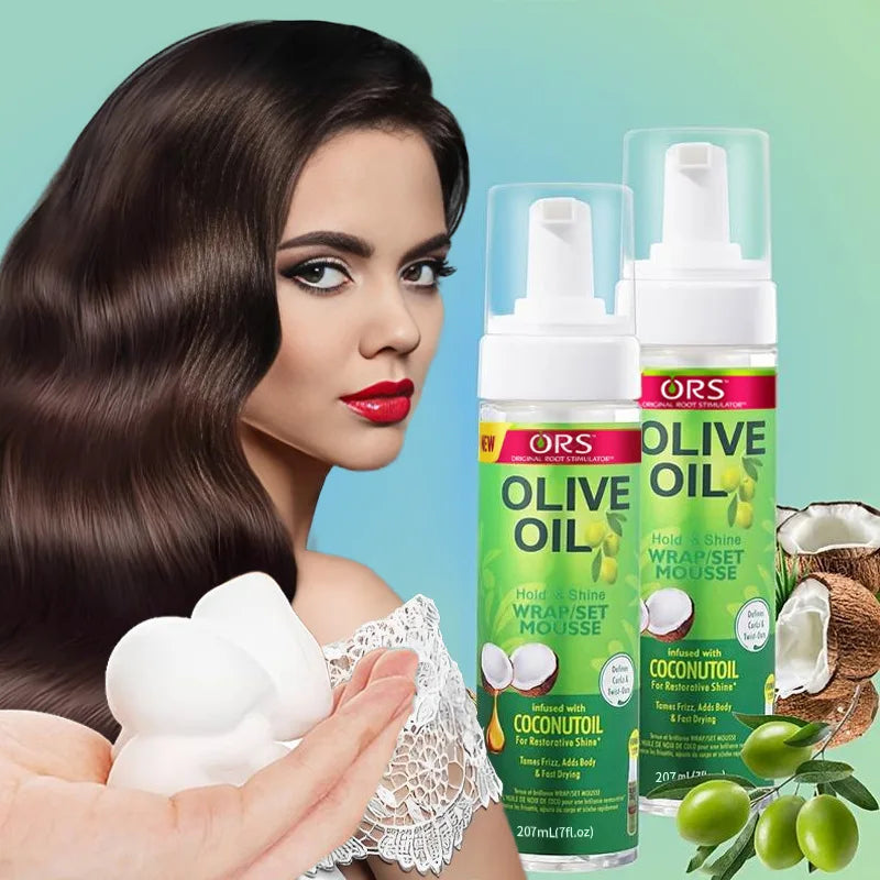 Curly Hair Mousse（207ml) For Wigs Strong Hold Olive Oil Hair Styling Mousse Anti-Frizz Hair Foam Mousse For Styling Hair Women