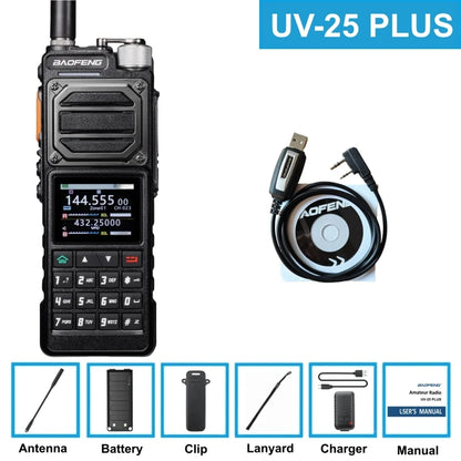 BAOFENG UV-25 Walkie Talkie UV25 Tri-Band Wireless Frequency NOAA Type-C Charger AM Long Range Ham Portable Two Way Radio