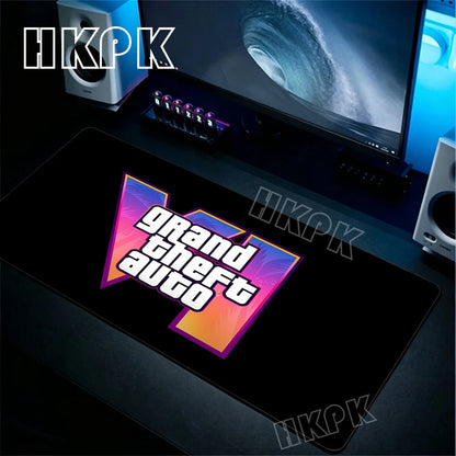 Large Gamer Desk Mat Office Table Pad Grand Theft Auto Deskpad Pad Computer Laptop Accessories Gaming Mousepad Anime Xxl 90x40cm