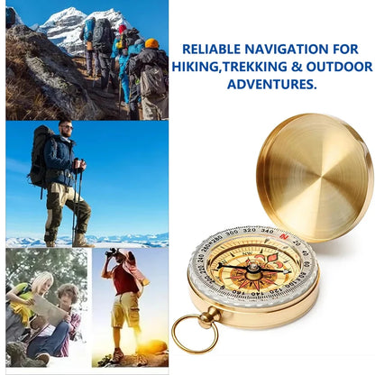 TRALOW Brass Pocket Handheld Compass, Water‑Resistant Navigation Tool for Camping Hiking Orienteering Outdoor Survival Gear