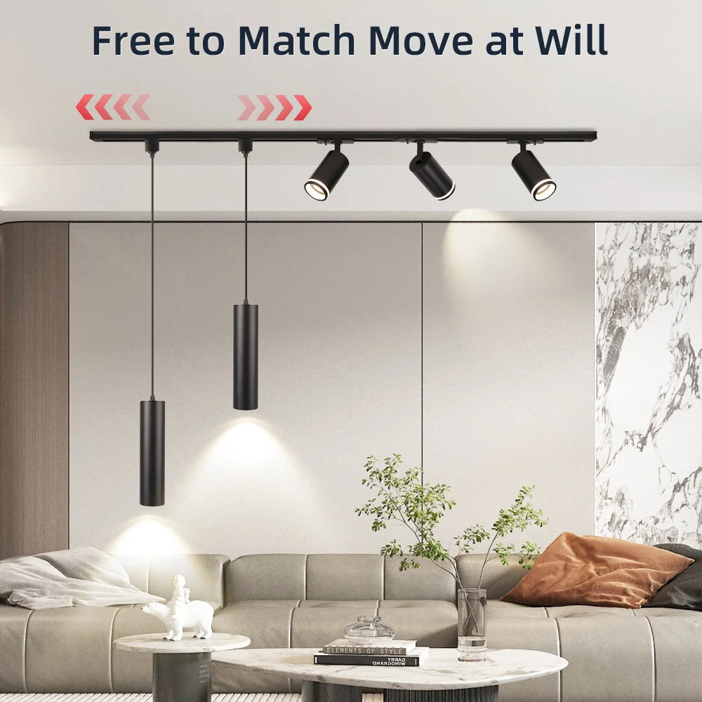 LED Track Pendant Lights 110-265V Chandelier Kitchen Led Ceiling Spotlight Dining Room Hanging Lamps For Living Room Home Decor