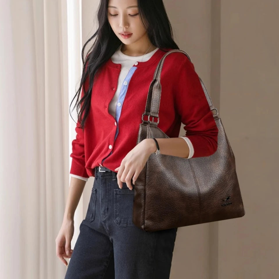 Three Layers Genuine Brand Tote Bag Luxury Handbags for Women Mom Shoulder Hand Bag Designer Top Quality Soft Leather Sac New