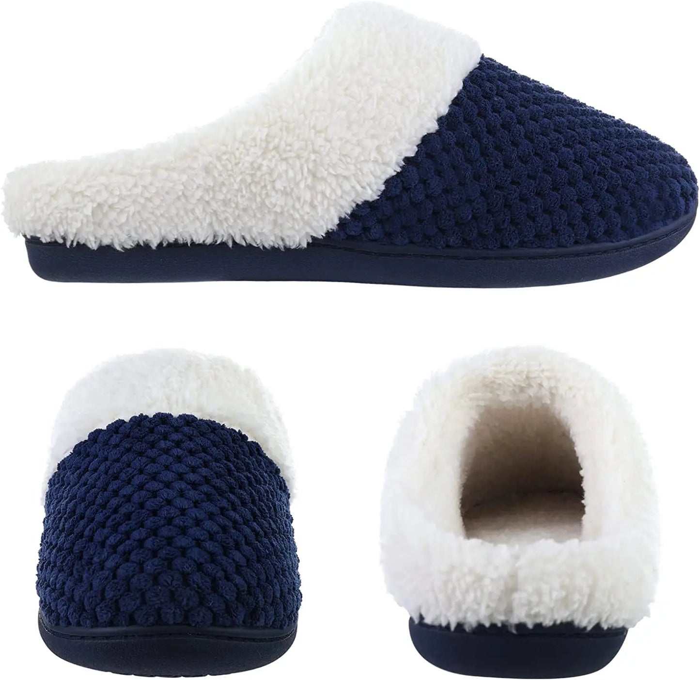 Comwarm Winter Warm Cotton Slippers For Women Men Flats Soft Non-slip Fluffy Shoes Design Slides Couple Indoor House Slippers