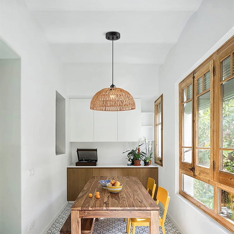 Newest Japanese-style Hemp Rope Woven Pendant Lights B&B Pastoral Restaurant Tea Room Inn Bar Bedroom Rattan Indoor Lighting Hot