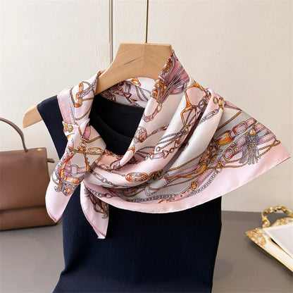 70*70cm Zebra Stripes Print Head Scarf for Women Silk Square Scarves Foulard Bandana Fashion Decorate Hijab Female Neckerchief