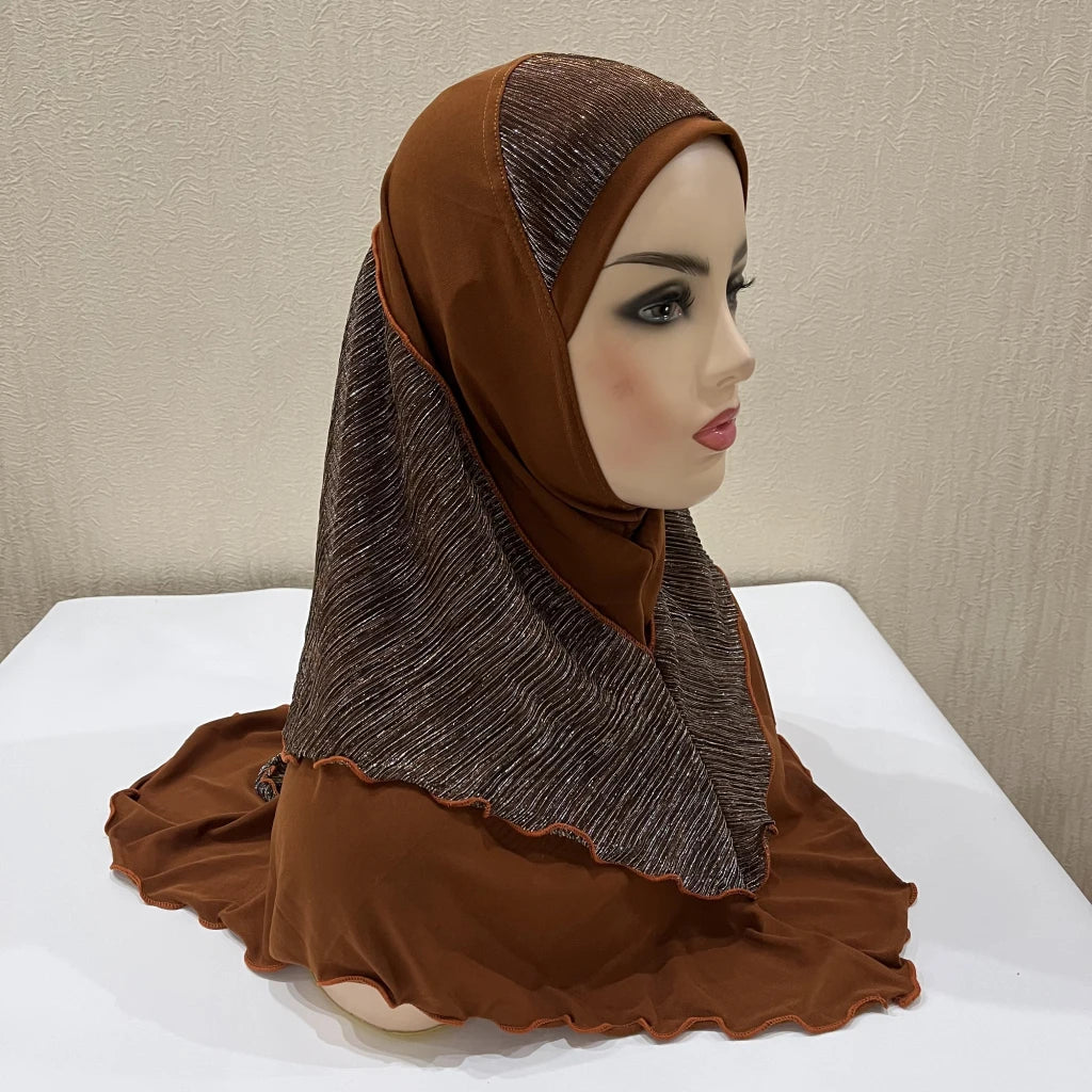 H076 Adults or big girls medium size 70*60cm pray hijab muslim hijab scarf islamic headscarf hat amira pull on headwrap