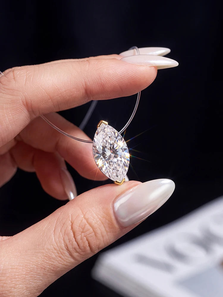 GRA 1CT Moissanite Diamond Classic Marquise Necklace For Women 925 Sterling Silver Anniversary Party High Quality Fine Jewelry