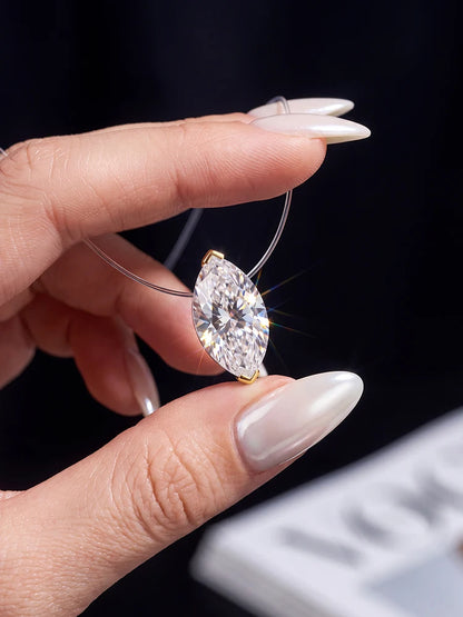 GRA 1CT Moissanite Diamond Classic Marquise Necklace For Women 925 Sterling Silver Anniversary Party High Quality Fine Jewelry