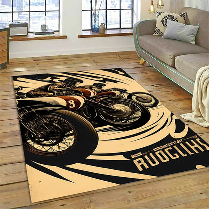 Motocross Modern retro Motorcycle Carpet Rug for Bedroom Living Room Home Sofa Decoration,Children Game Large Decor Floor Mat
